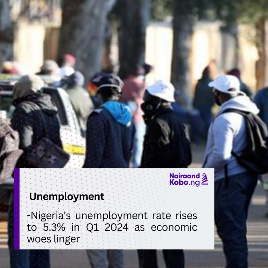 Nigeria’s unemployment rate rises to 5.3% in Q1 2024 as economic woes linger