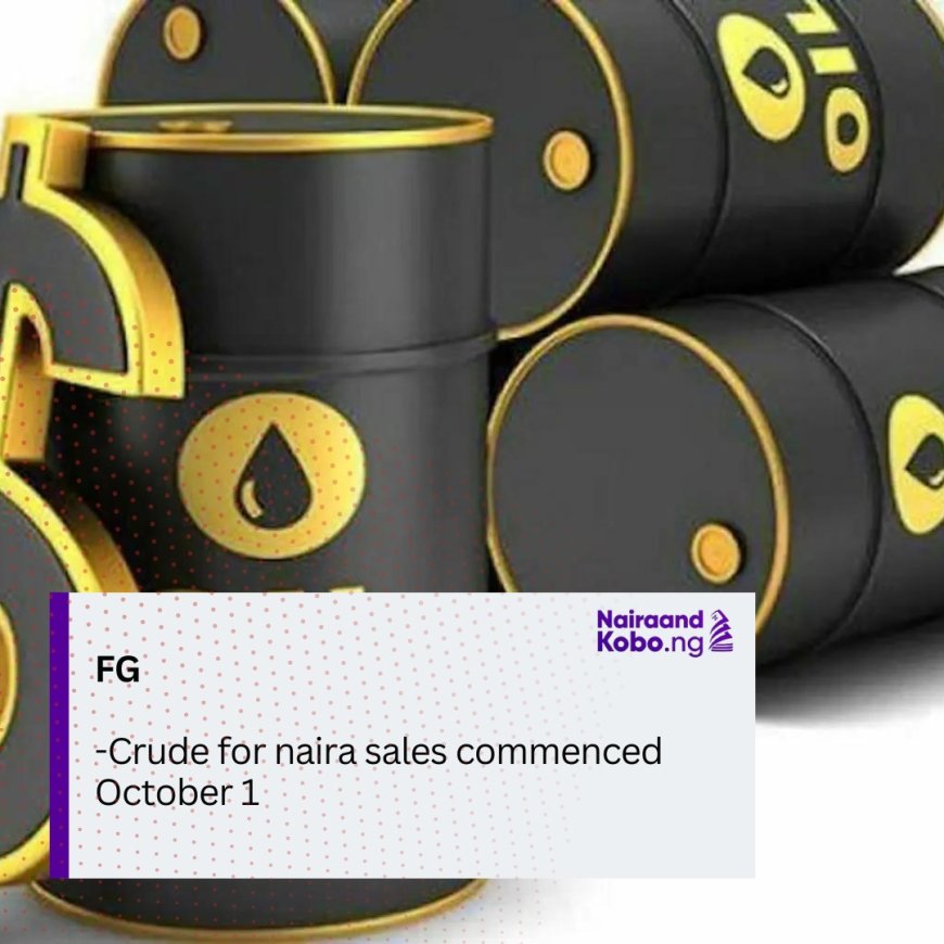 Crude-for-naira sales commenced October 1 – FG