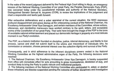 The PDP Faction, Supported By Nyesom Wike, Suspends PDP Chair, Others