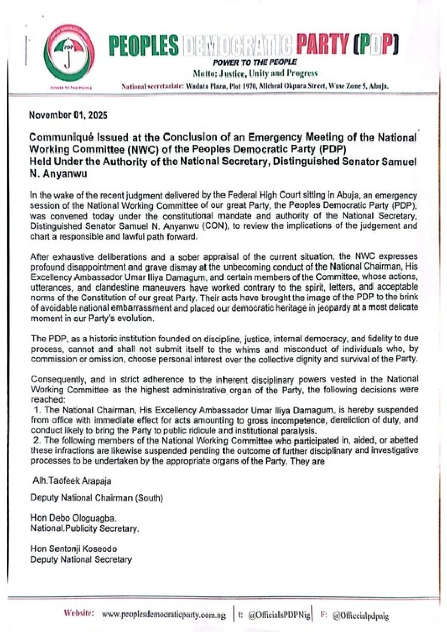 The PDP Faction, Supported By Nyesom Wike, Suspends PDP Chair, Others